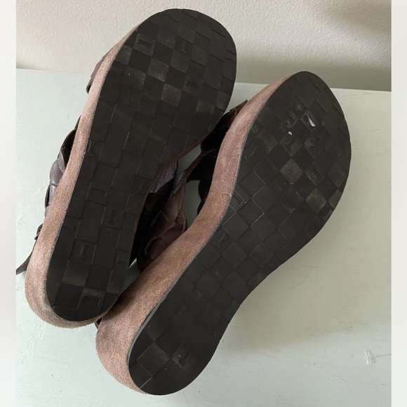 Camper Braided Strap Brown Leather Wedge Size 38 US 7 - Picture 6 of 8